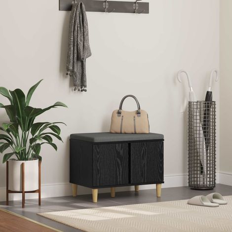 Flurbank mit Kissen mit Speicher Schwarze Eiche 60 x 38 x 46 cm