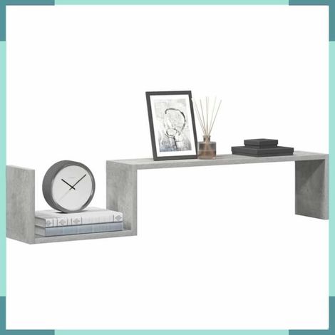 807272 étagères murales 2 pcs gris béton 100x15x20cm bois d'ingénierie (1/5)