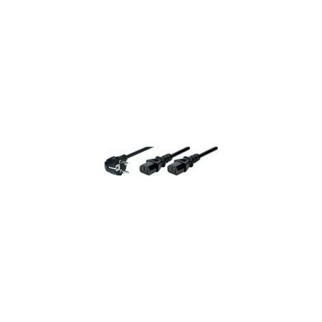 HELOS CÂBLE D'ALIMENTATION EN Y AVEC PRISE DE TERRE VERS 2 X C13 NOIR 2 M 262674