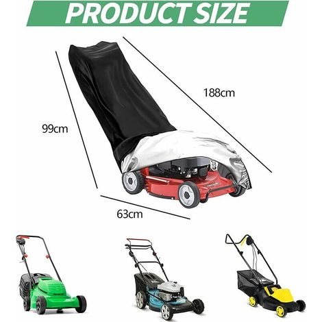 Housse De Tondeuse à Gazon, Bache Tondeuse En Tissu Oxford 210D, Housse De Tracteur De Pelouse Avec Cordon De Serrage & Boucle Coupe-vent & Sac De Rangement, étanche, Anti-poussière, Anti-UV (Noir)