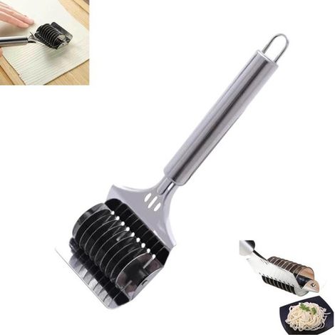 1 pièce - Coupe-pâtes - Argent - Coupe-pâtes en acier inoxydable - Machine à pâtes manuelle - Coupe-pâtes avec poignée ergonomique - Ustensile de cuisine - Presse-pâtes noir (1/5)