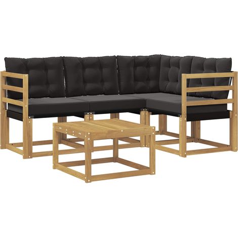 Outdoor Sofa Set with Cushion 5 pcs White and Black vidaXL