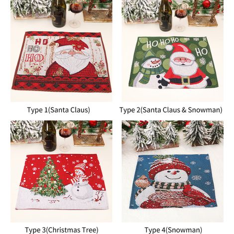 Napperons de noël bonhomme de neige, décor de salle à manger, tapis de Table résistant à la chaleur, lavable (1/5)