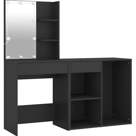 Maison Exclusive - LED-Schminktisch mit Schrank Schwarz Holzwerks (1/5)
