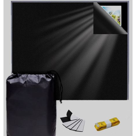 Store occultant portable 100 % occultant avec bandes Velcro - S'adapte à toutes les tailles et formes de fenêtre - Sans perçage - Pour maison, voyage, bureau - Taille L - Noir