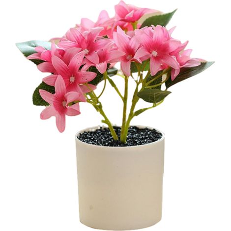 Hydrangea Artificielle - Bonsai Simulé à 5 Pétales - Plante en Soie pour Décoration Intérieure - Pot en Plastique - 1 Pièce (1/5)