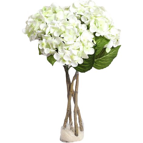 Bouquet D Hortensias Artificiels En Soie Pour Décoration Mariage Et Maison Blanc Et Vert - Lot De 1 (1/2)