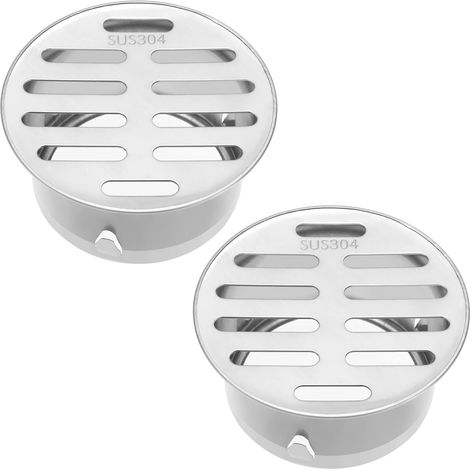 2er-Pack 75-mm-Edelstahl-Bodenablauf, Netzabdeckung, runder Waschbeckenablauf für Außenabflussrohre, Dächer, Küchen, Badezimmer, Garagen, Dachbalkon im Freien