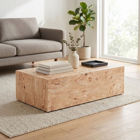Table basse minimaliste aspect bois – table de salon moderne, polyvalente, construction stable, surface facile d'entretien, dimensions approximatives (1/4)