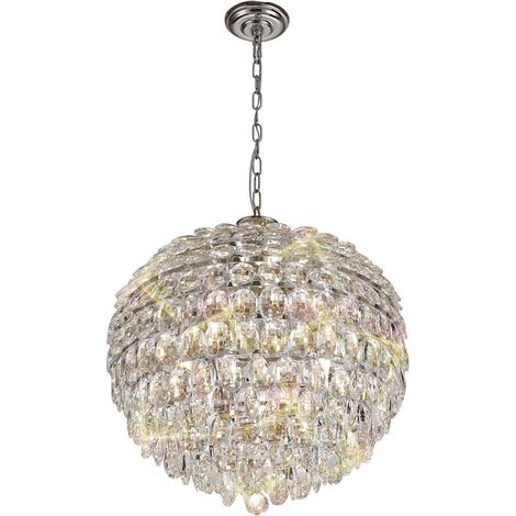 Visconte Maine Ceiling Pendant Crystal 9 Light - Polished Chrome Litecraft