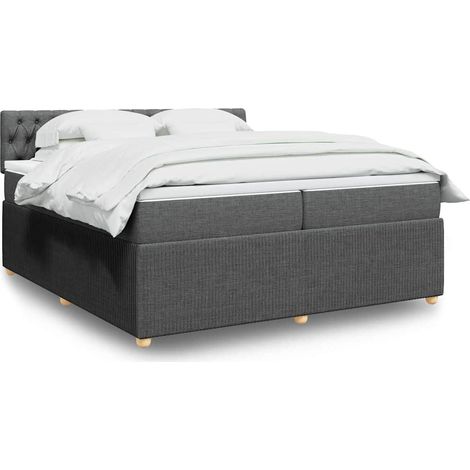 Cama box spring con colchón tela gris oscuro 200x200 cm vidaXL (1/5)