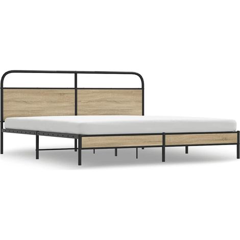 Maison Exclusive - Metallbett ohne Matratze Räuchereiche 180x200