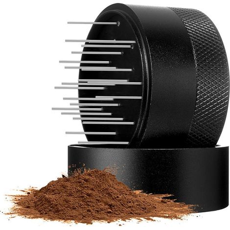 Dispensador de café espresso, dispensador de café espresso con base, dispensador de café espresso de acero inoxidable, dispensador de aguja de profundidad ajustable (58 mm) (1/5)