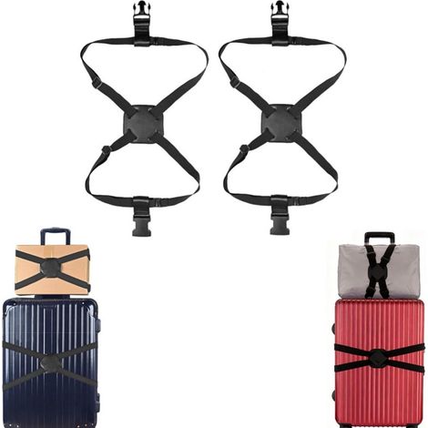 pezzi - Cinghie elastiche regolabili per bagagli - Cinghie per bagagli - Cinghie elastiche per bagagli - Antiscivolo - Nero - 70 cm - Adatto per bagagli tra 50 e 1 (1/4)
