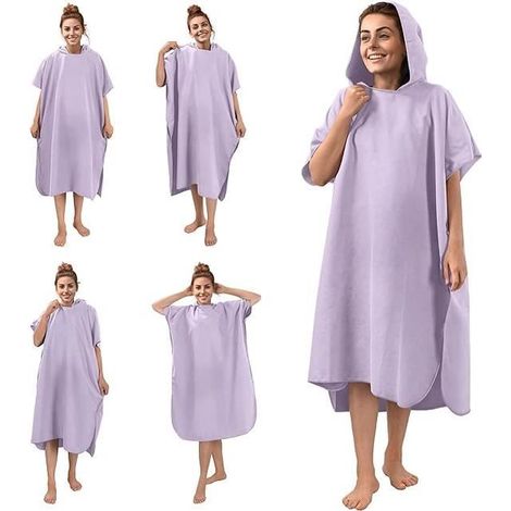Poncho de bain - Peignoir de bain homme femmes manches courtes avec capuche en microfibre pour adultes - Sports aquatiques après dou