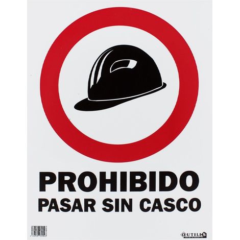 Cartello di divieto di accesso senza casco, plastica 30x40 cm, rosso, bianco e nero