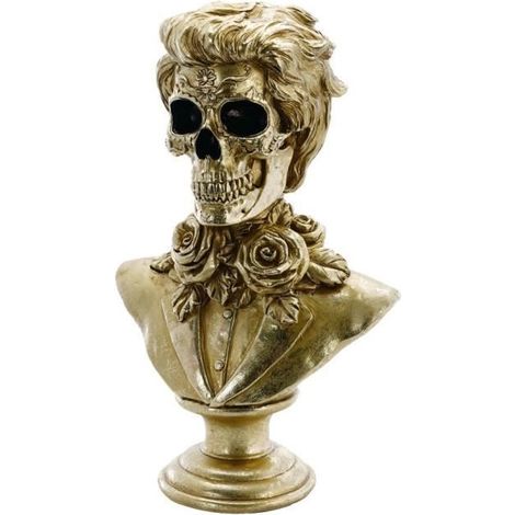Décoration - OR - Buste Tête de Mort - 34 cm - Polyrésine - Halloween (1/3)