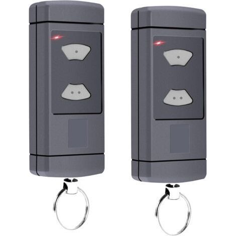 Muntra-Lot de 2 émetteurs portatifs compatibles avec Hörmann - 40,685 MHz - Pour porte de garage Hörmann HSM2-40, HSM4-40, HSE2-40, HSE4-40, HS2-40, HS4-40, 2 canaux (1/5)