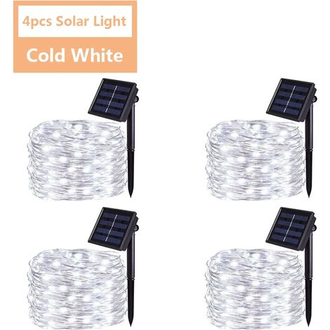 Guirlande lumineuse féérique LED (12 m, 100 LED - 4 pièces blanches) étanche, à énergie solaire, idéale pour décorer un sapin de Noël ou un jardin. Parfaite pour les fêtes et les décorations de jardin (1/5)