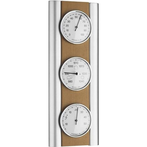 TFA Dostmann 20.1053.17 Estación Meteorológica Plateada Madera Metal