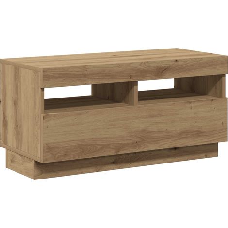 vidaXL Mueble TV luces LED madera ingeniería roble artisan 80x35x40 cm (1/2)
