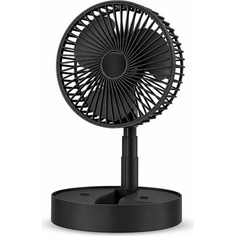 Tragbarer faltbarer und teleskopischer USB-Ventilator schwarz 2000 mAh (1/5)