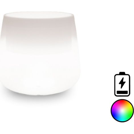 Vase lumineux au design moderne Ø53 H55 en polymère résistant avec LED multicolore à piles pour intérieur et extérieur - Fabriqué en Italie - Monacis (1/5)