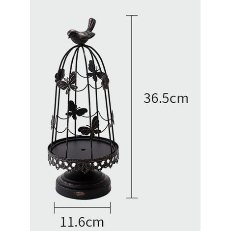 Bougeoir Décoratif en Cage à Oiseaux pour Décor Antique, Adapté pour Les Bougies de Jardinière Fleurs Affichage Guirlande pour la Décoration Vacances Pièce Maîtresse Mariage, Noir 36.5cm (1/4)