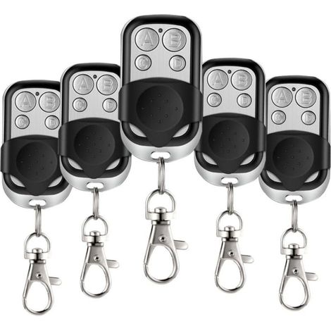 5 Pcs Telecommande Universelle Portail, 433,92 MHz Télécommande Garage sans Fil à 4 Boutons avec Couvercle Coulissant Porte Clés pour Porte Garage Électrique (1/4)