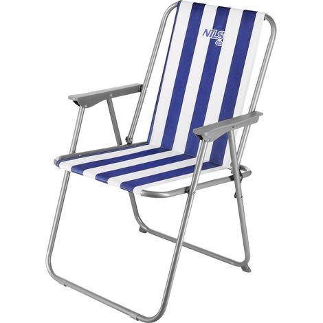 Silla de camping plegable azul, ligera y portátil.