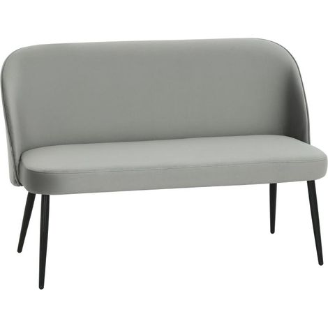 Canapé 2 places, canapé moderne capitonné avec structure en métal et bois, revêtement en tissu velouté, gris
