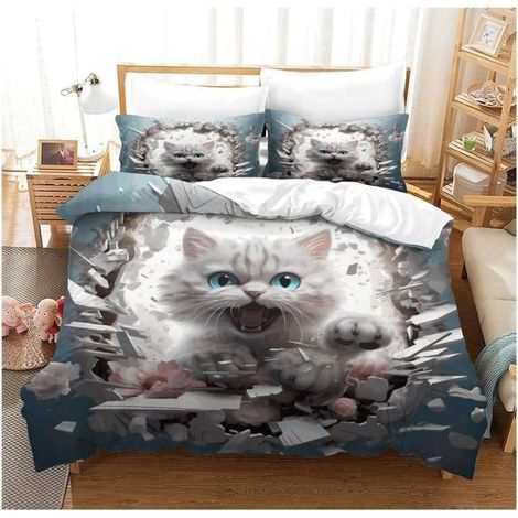 Le Chat dominateur Housse De Couette Trois Pièces Ensemble De Literie 3D Housse De Couette Hypoallergénique (220x240 cm) - MUQ (1/3)