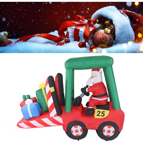 Chariot élévateur gonflable Père Noël avec lumières LED, modèle gonflable Fête des récoltes, modèle gonflable de Noël, 220-240V, norme européenne. (1/5)