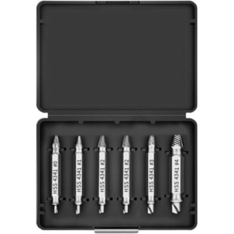 Set of 6 broken screw extractors, damaged screw extractor, small screw extractor, for drilling and removing damaged screws. (1/4)