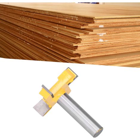 Fraise à rainurer en T à quatre dents, 8 mm/12 mm/1/2 pouce, peinture jaune, tête de fraise pour machine à graver, queue de 8 mm (1/5)