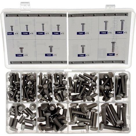 Coffret de Vis à Métaux Tête Hexagonale - Inox A4 - M5-0.80 à M8-1.25 - DIN 933 - Réparation et Maintenance Automobile - Réf. 70109 - Coffret de 145 pcs (1/3)