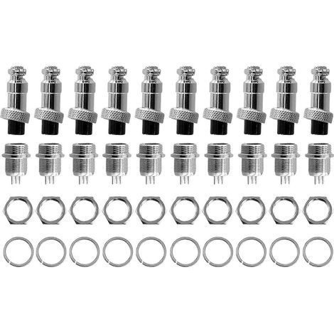 Packung mit 10 M12 3-poligen 12-mm-Luftfahrtsteckverbindern, Stecker und Buchse, für elektrische Kabelverteiler. (1/5)