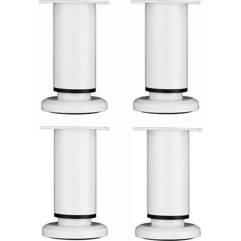 pair 4 Pièces Pieds de Meubles Réglables 12cm Blanc Jambe de Table Rond en Métal pour Canapé Armoire Lit avec Vis (1/5)