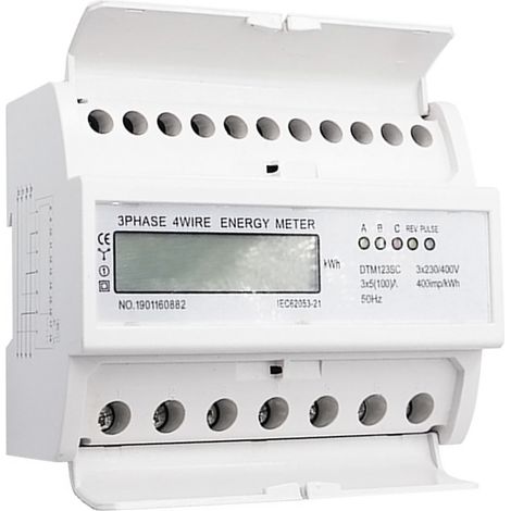 Compteur d'énergie triphasé numérique LCD blanc boîtier ABS 50Hz moniteur consommation 230-400V (1/5)