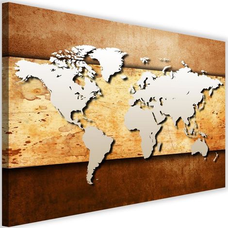 Tableau sur toile Carte du monde planches vintage 60x40 (1/5)