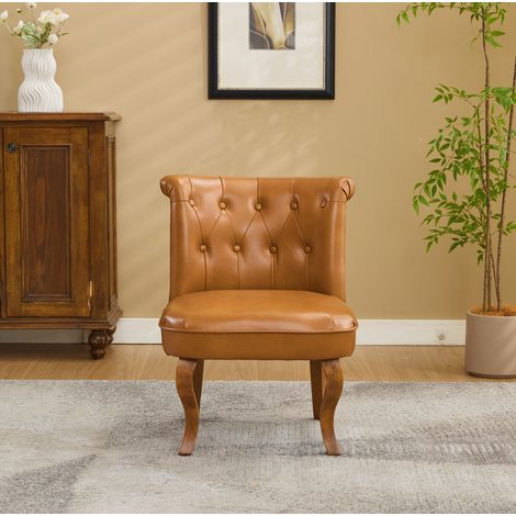 Silla de comedor tapizada en piel marrón claro OKMYHOME (1/5)