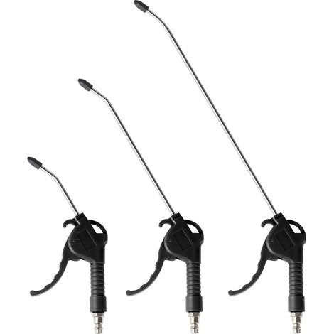 3 X Soufflette Air Comprimé Bec Long Soufflette Compresseur 95mm 295mm 490mm Pistolet Air Comprimé Long Pistolet Compresseur Air avec Raccord 1/4" Accessoires Compresseur D'air Max. 8 Bar Noir (1/5)