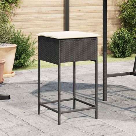 Teenpull – Garten-Barhocker mit Kissen 2 Stk. Schwarz Poly Rattan (1/5)