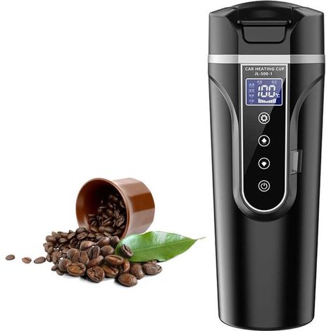 Becherwärmer 12 V 24 V 500 ml elektrischer Reise-Wasserkocher tragbarer Autobecher mit intelligenter digitaler LED-Temperaturanzeige Edelstahl (1/2)