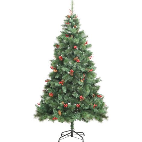 Sapin de Noël artificiel avec pommes de pin et baies 240 cm vidaXL (1/6)