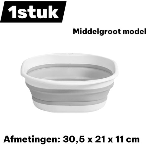 1 article - Lavabo - Pliable - Lavabo épais - Portable pour les voyages - Convient pour une utilisation à domicile comme bain de pieds ou lavabo - Gris - Taille moyenne (1/5)