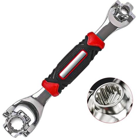 Llave universal 8 en 1 con cabezal giratorio de 360°, Multifunción, bicicleta, coche, Llave de carraca, Macho de roscar multifuncional (1/5)