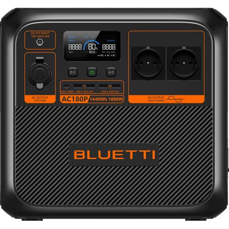 BLUETTI AC180P Estación de Energía Portátil - 1440Wh, Generador Solar 2x1800W (2700W Máx) (1/5)