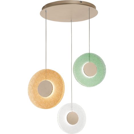 Suspension avec 3 lampes LED en verre et métal multicolore Candy XL (1/3)