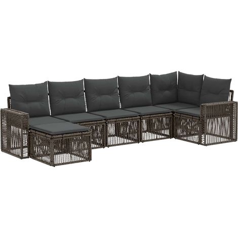 Gartensofa-set 7 pcs Grau und Dunkelgrau Poly-Rattan vidaXL